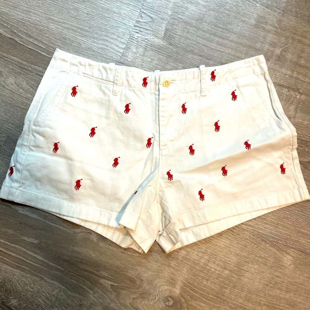 Polo by Ralph Lauren White Shorts with Red Accents